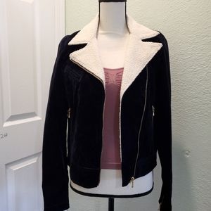 Women Velvet Moto Jacket